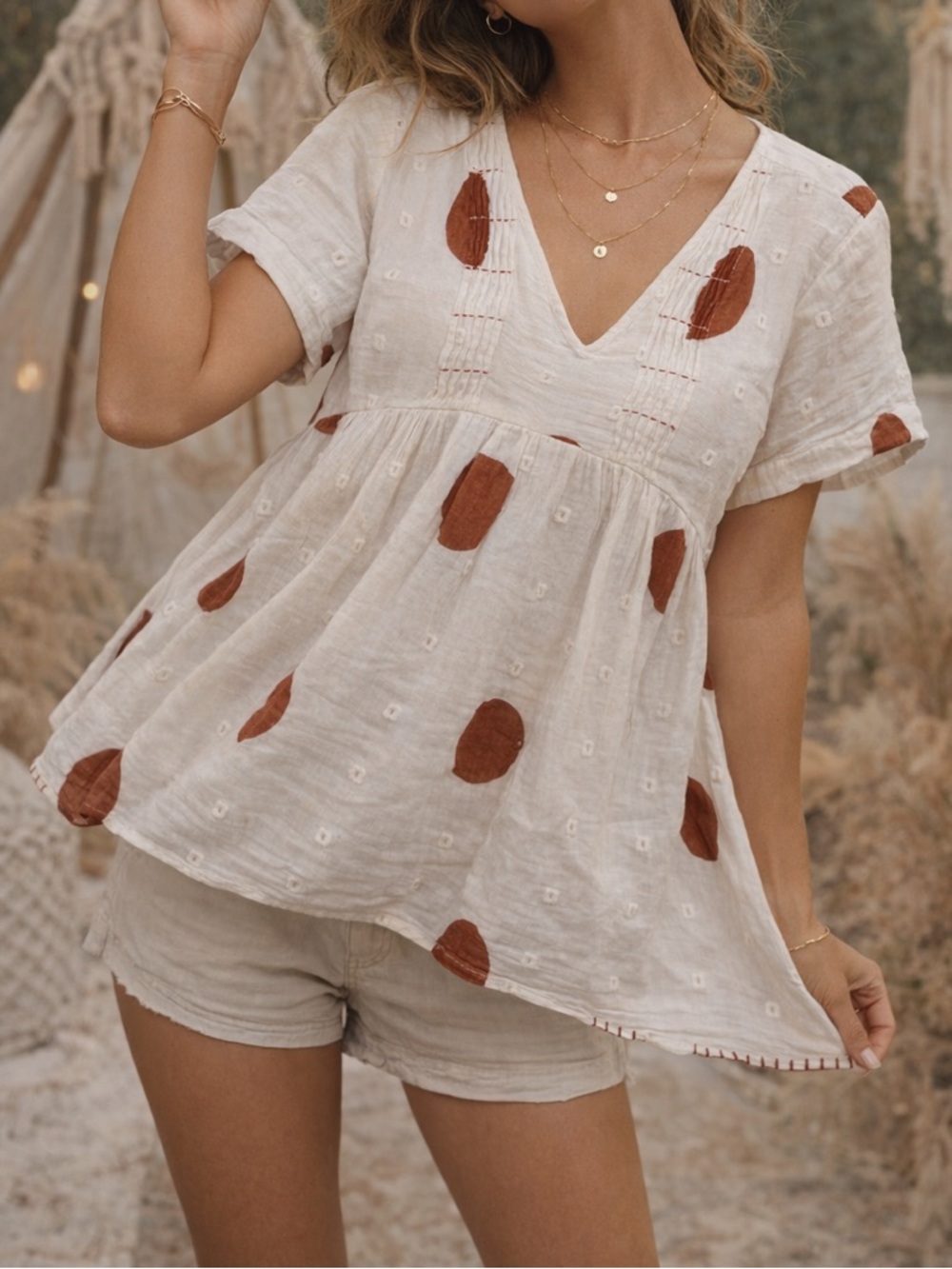 Rust Polka Dot Top